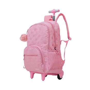 Mochila-Carrinho-Rosa-Kids-Bolinhas-Chaveiro-Pompom-|-Luxcel-Tamanho--UN---Cor--ROSA-0